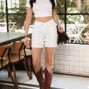 Sidefeel Women's Jean Shorts High Waisted Stretchy Raw Hem Denim Summer Shorts (White) Size 6 