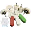 Neeki 6 Drill Buffing Wheels and 3 Polishing Compounds, Multi-Specification Wheel Kit for Metal, Stainless Steel, Jewelry, Wood, Ceramic, Glass, and Other Surfaces