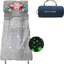 Kids Sleeping Bag for Girls & Boys, Large Kids Sleeping Bag with Pillow, Glow in The Dark Slumber Bag,Soft and Comfortable for Childern Daycare, Sleepovers Travel, Grey