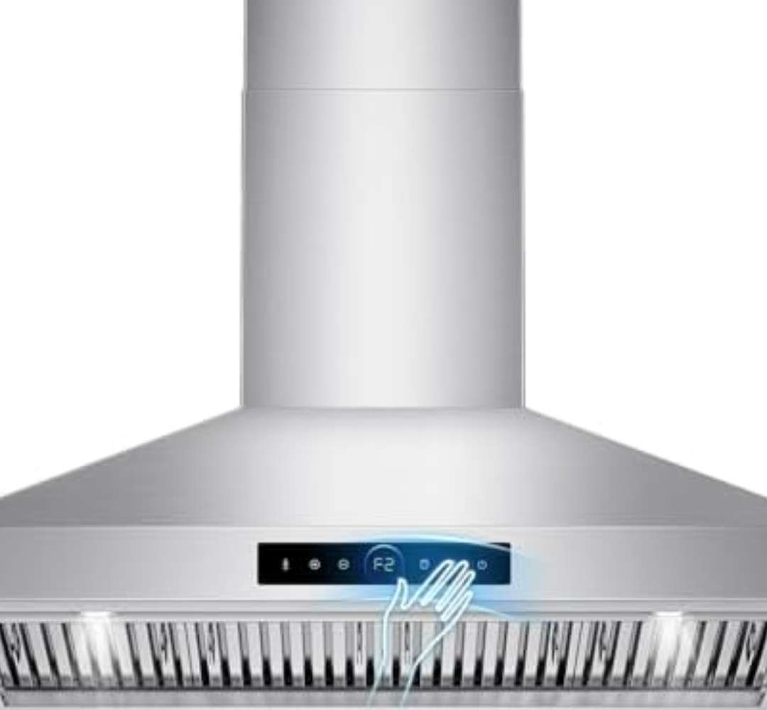 48 inch Range Hood Wall Mount, 1500 CFM with 4-Speed Gesture Sensing & Touch Control, Stainless Steel Ducted Kitchen Stove Vent Hoods with 4 LED Lights, Time Setting, Dishwasher-Safe Baffle Filters