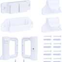 Retractable Baby Gate Replacement Parts, Mesh Baby Gate Parts, Hardware Mount Kits for Mesh Pet Gate Retractable Dog Gate, Wall Mounting Accessories with Brackets/Hooks/Latches/Screws, White