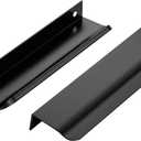 Ravinte Hardware 8 Pack Black Cabinet Handles, 5.9 Inch (150mm) Finger Edge Pulls, 5 Inch Hole Center, Finger Pulls for Cabinets