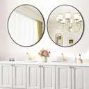 24 Inch Round Bathroom Mirror, Black Aluminum Frame Mirror | Rust Resistant Aluminum Frame / Modern Round Mirror Design / Easy Wall Mount Installation