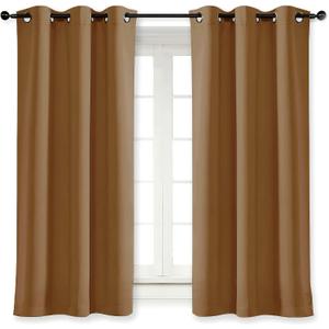 NICETOWN Blackout Curtain Blind for Bedroom, Single Panel, W42 x L54 inches, Gold Brown, Thermal Insulated Grommet Blackout Room Darkening Drape/Drapery