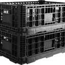 Collapsible Storage Bin Containe52 Liter Transferheavy duty plastic storage box,milk crates heavy duty Transit storage of various items black (2)