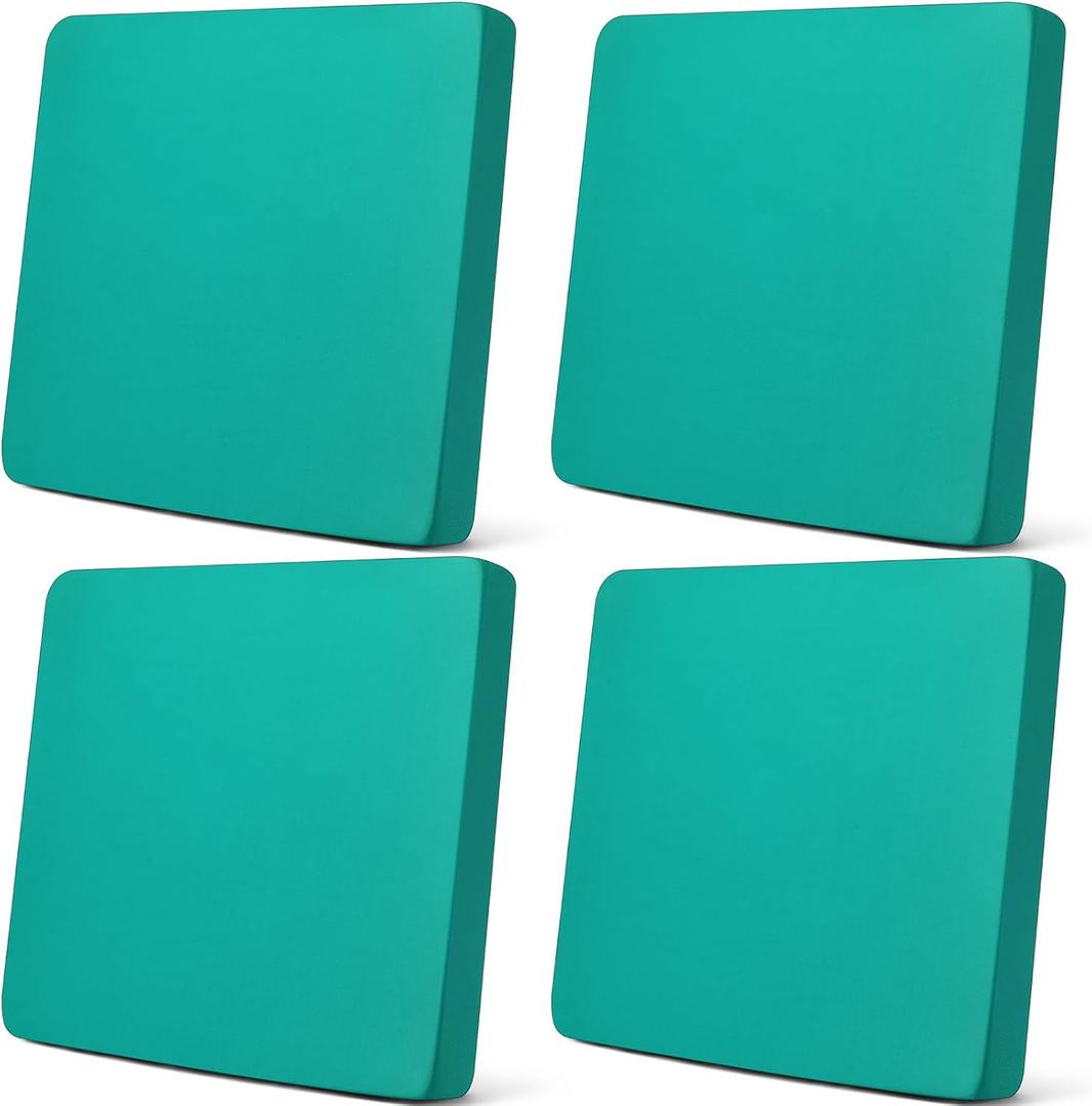 Newwiee Set of 4 Stretch Outdoor Patio Cushion Covers Sofa Couch Seat Chair Slipcovers Waterproof Cushion Cover Replacement Furniture Protector for Pets Washable(Seat Cover,Turquoise)
