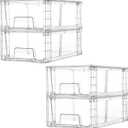 Vtopmart 4 Pack Stackable Storage Drawers,Clear Acrylic Drawer Organizers with Handles, Easily Assemble for Fridge, Bathroom,Kitchen Undersink,Cabinet,Pantry Organization and Storage