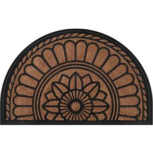 Mibao Half Round Door Mat, Non-Slip Welcome Entrance Way Mat, Durable Rubber Door Mats, Low-Profile Heavy Duty Doormat, Half Circle Mats for Garage, Patio, High Traffic Areas, 23.5" x 35.5", Coffee, 1'11" x 2'11"