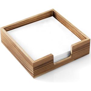 Napkin Holder for Table, Burnt Wood Napkins Holders For Paper Napkins, Farmhouse Square Napkin Holders for Kitchen Home Dinner Table Decor, Napkin Dispenser for Luncheon (Brown)