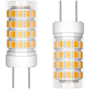 2-Pack GY6.35 LED Bulb 4W GY6.35 Bi-pin Base 40W GY6.35 Halogen Bulb Replacement T4 JC Type LED Bulb AC/DC 12V Dimmable for Pendant Light,Desk Light,Landscape Lighting (Warm White 3000K, 12V)