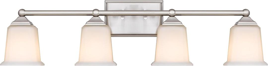 Nox Vintage 4-Light Vanity Light Modern Wall Sconce Lighting Brushed Nickel with White Glass Shade for Bathroom, Hallway, Entryway, Kitchen, Mirror, Laundry Room