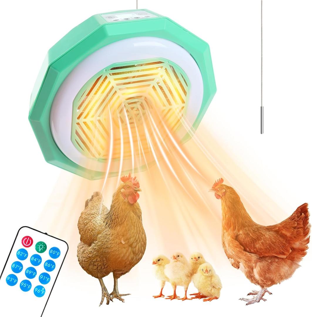 Chicken Coop Heater for Winter Chicken Coop Heater Inside Coop with Circulation Fan Power Adjustable Digital Display Chicken Brooder Lamp Warmer with Remote Control Poultry Heating Fan