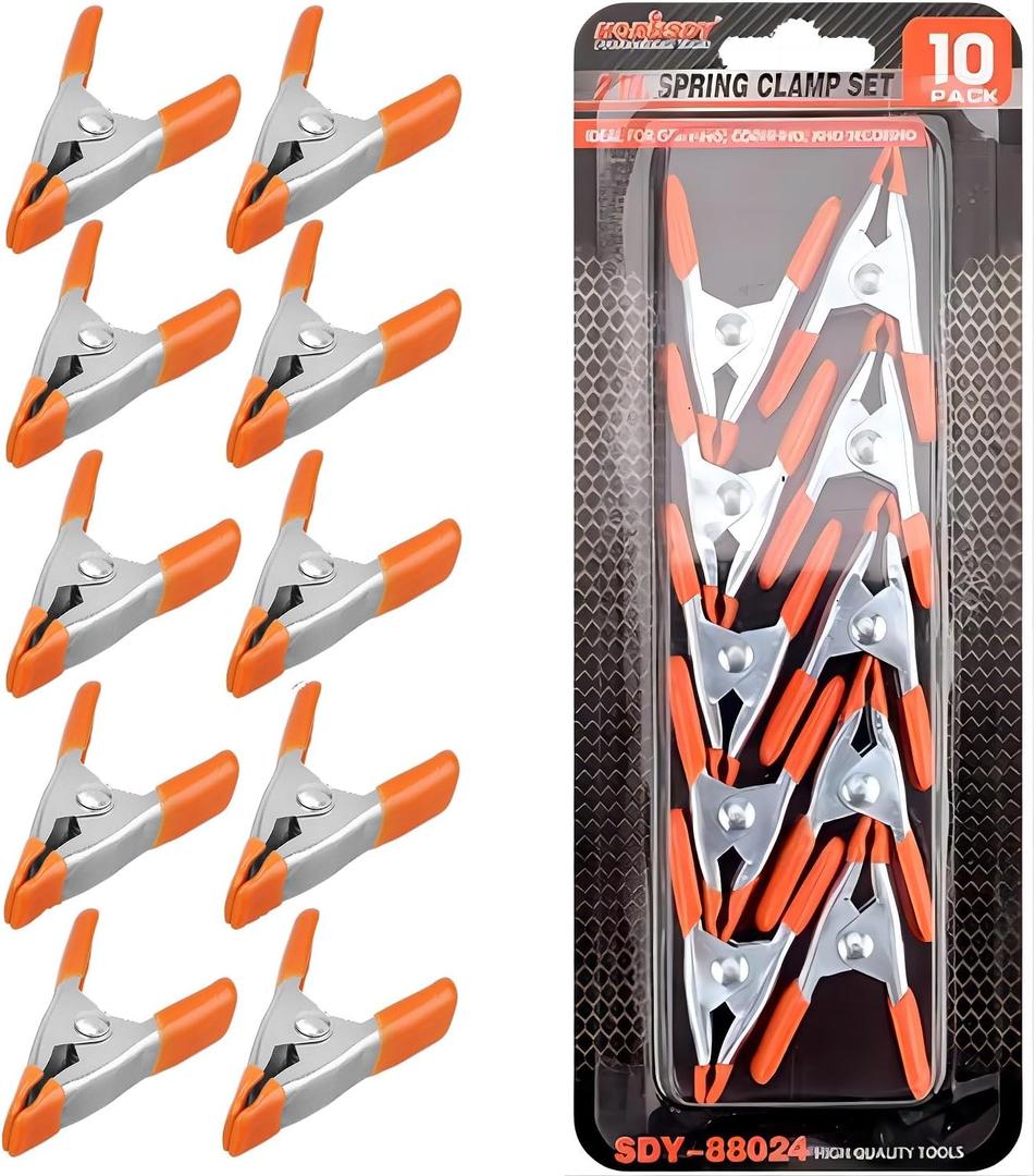 HORUSDY 10-Piece 2 inch Small Spring Clamp, Spring Metal Spring Clamps, 3/4"-inch Jaw opening (Orange)