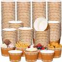 200 Pcs 8 oz Mexican Paper Bowls Cups Cielito Lindo Party Decoration De Barro Fiesta Bowls Fiesta Flower Terracotta Paper Snack Cups for Taco Party Birthday Dessert(White Flower)