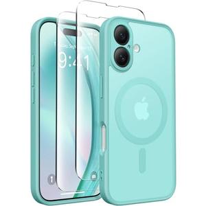 CAPRARO Magnetic Compatible with iPhone 16 Case, Upgraded [Full Camera Protection] [Compatible with MagSafe] Protective Translucent Matte Women Girl Phone Case Cover, Smoky Blue