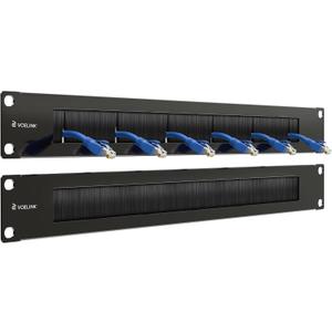 VCELINK 1U Brush Panel 2-Pack, All Metal Brush Patch Panel, 19-inch Black Carbon Steel Server Rack Cable Management for Server Rack or Network Cabinet