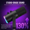 Dynamic Microphone, USB-C/XLR Podcast Recording PC Microphone for Podcast Recording Streaming Gaming with RGB Light, Mute Button, Desktop Stand, Headphones Jack, Vocal Mic for Singing Tiktok YouTube