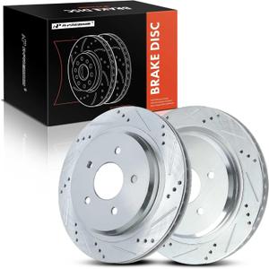A-Premium 12.01 Inch (305mm) Rear Drilled and Slotted Disc Brake Rotors