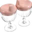 2Pcs High Transparency Sippy Cups for Unbreakable and Spill Design for Home and Kindergarten Easy to Clean Suitable for Juices and Milk Beige/Violet
