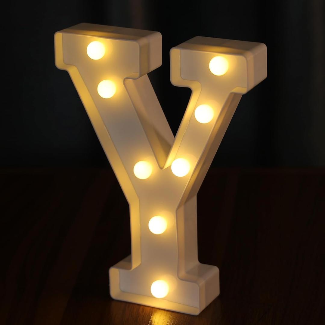 Light Up Letters, Led Letter Lights 26 Alphabet, Decorative Lighted Letter, Battery Powered Led Marquee Letters for Party, Bar, Night Light, Home Decor(Y)