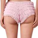 SHARICCA Womens Sexy Mesh Ruffle Panties Booty Boy Shorts Underwear (Pink, M)