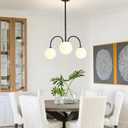 Ecoillumix Modern Black Chandelier, 3 Light Mid Century Sputnik Chandeliers, Dining Room Chandeliers with Milk Glass Globe Shade, Globe Chandelier for Dining Room, Living Room, Bedroom, Foyer,Kitchen