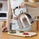 Whistling Stovetop Tea Kettle Food Grade Stainless Steel, Hot Water Fast to Boil for Stove Top-3.0Q (Silver-RW)