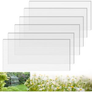 6 PCS Polycarbonate Greenhouse Panels, 4' x 2' x 0.32" Twin-Wall Panels, Polycarbonate Sheet for All Weather Outdoor Garden and Greenhouse Covering, Excellent Light Transmission & Weather Resistance