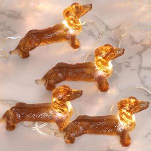 Dachshund Dog String Lights, 10 Ft 30 LEDs Battery Operated & USB Powered Fairy Lights with Remote, Pets Theme Decoration for Indoor Wedding Birthday Party Christmas St. Patrick Decor