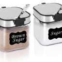 Aelga Glass Sugar Bowl with Lid and Spoon, 8.5 OZ Sugar Container Stainless Steels Flip Lid, Salt Container for Kitchen, Coffer Bar Accessories, Countertop, 2 Pack