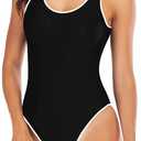 Leoparts Women's Retro 80s/90s High Cut Low Back One Piece Swimsuits Bathing Suits