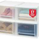 IRIS USA 17 Qt. Plastic Drawer Storage Organizer Stacking Drawers, 2-Pack, Stackable Unit with Sliding Drawer for Clothes Bedroom Kitchen Under Sink Pantry Craft Room Bathroom Dorm Office, White, Have small scrathes