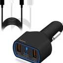 BatPower High Power Delivery 120W PD Laptop Car Charger Compatible with New Surface Book 3 2 Laptop 4 3 Pro 8 X 7 USB-C HP Razer Dell Notebook Vehicle Charger DC 12v-24v auto Power Supply Dual USB QC