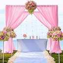 DUOBAO Chiffon Backdrop Curtain 5FTx7FT Sheer Fabric Drapes for Wedding Ceremony Voile Curtains 2 Panels 29''x84'' Photography Backdrops Drape Party Stage Background (Pink)