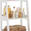 3-Tier Bathroom Ladder Shelf Freestanding, White Floor Shelves Open Shelving Unit, Small Bookshelf Nightstand for Home Study Laundry Room (11.8" D x 15.7" W x 27.6" H)