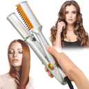 2 in 1 Curling Iron Fast Heating Electric Hair Iron for Hair Styling, Auto-Off Function, with Adjustable Levels, Rotating Roller Curling Wand