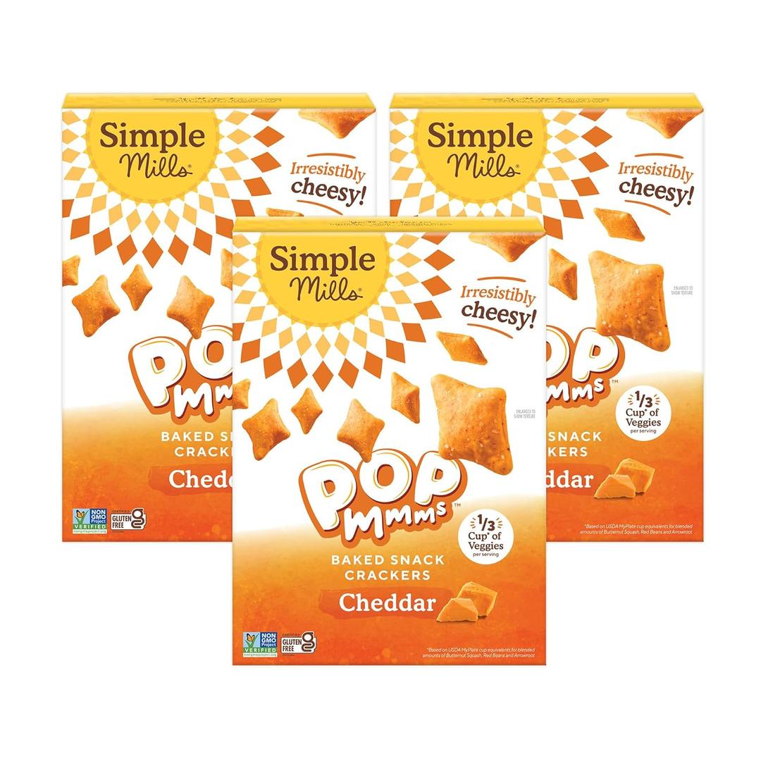 2 x Simple Mills Pop Mmms Cheddar Baked Snack Crackers, Gluten Free, 4 Ounce (Pack of 3)