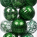 24ct Christmas Ball Ornaments Shatterproof Large Clear Plastic Hanging Ball Decorative with Stuffed Delicate Decorations (70mm/2.76" Green)