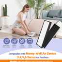 Replacement Filter Compatible with Honey-Well Air Genius 3,4,5,6 Series Air Purifiers, Models HFD300 HFD310 HFD320 HFD360 HFD314 HFD323CV1 HFD323-TGT HFD324, with 4 Packs Activated carbon Filters
