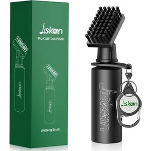 Jiskan Pro Golf Club Brush Cleaner with Retainer Clip and Squeeze Water Bottle 7.5 Inches Holds 4 Ounces of Water, Essentials Golf Accessories for Men, Best Golf Gifts for Men