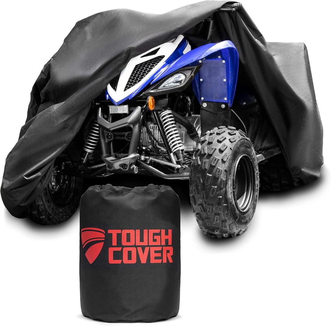 Tough Cover ATV Cover - Standard Size, Universal Fit, Black - 600D Marine-Grade Waterproof Heavy-Duty Quad & Four Wheeler Cover - Sport Quad Outdoor Protection Against Rain & UV (Premium Edition - Black)