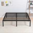 14 Inch Metal Bed Frame Queen Size No Box Spring Needed, Heavy Duty Platform Support Up to 3000 lbs, Easy Assembly, Noise Free, Black