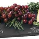 Twine Country Home Black Slate Cheese Board with Handle & Chalk Set - 16" x 8" Stone Plate Board for Tapas, Appetizers & Charcuterie Platters - Gourmet Kitchen Gift Essentials