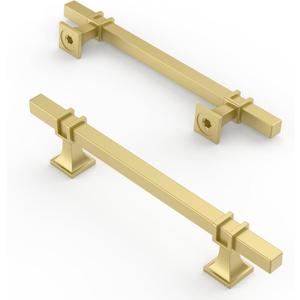 Asidrama 10 Pack 5 Inch(128mm) Brushed Gold Kitchen Cabinet Handles, Cabinet Pulls Kitchen Cabinet Hardware for Cupboard Drawer Pulls (5" Hole Center)