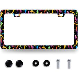 Mermaid License Plate Frame Colored Mermaid Fish License Plate Holder for Car Decorative Stainless Steel Ocean Fish License Plate Animal Auto Parts for Women with Screws 12.2"x 6.2"