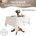 8 Pack White Square Tablecloth 70x70 Inch Table Cloth for Square Tables, Wrinkle Resistant Washable Polyester Fabric for Dining Banquet Wedding Party