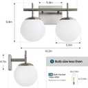 AIJIASI Brushed Nickel Vanity Light for Bathroom, 2-Lights Modern Vanity Lighting with Milky White Frosted Glass Shade, Bathroom Light Fixture Mid Century Wall Sconce (Exclude E26 Bulb)