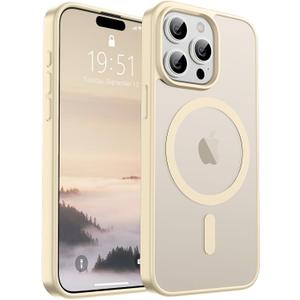 SUPFINE Magnetic for iPhone 15 Pro Max Case (Compatible with MagSafe) (10 FT Military Grade Drop Protection) Slim Translucent Matte Shockproof with Anti-Fingerprint Phone Case, Antique White