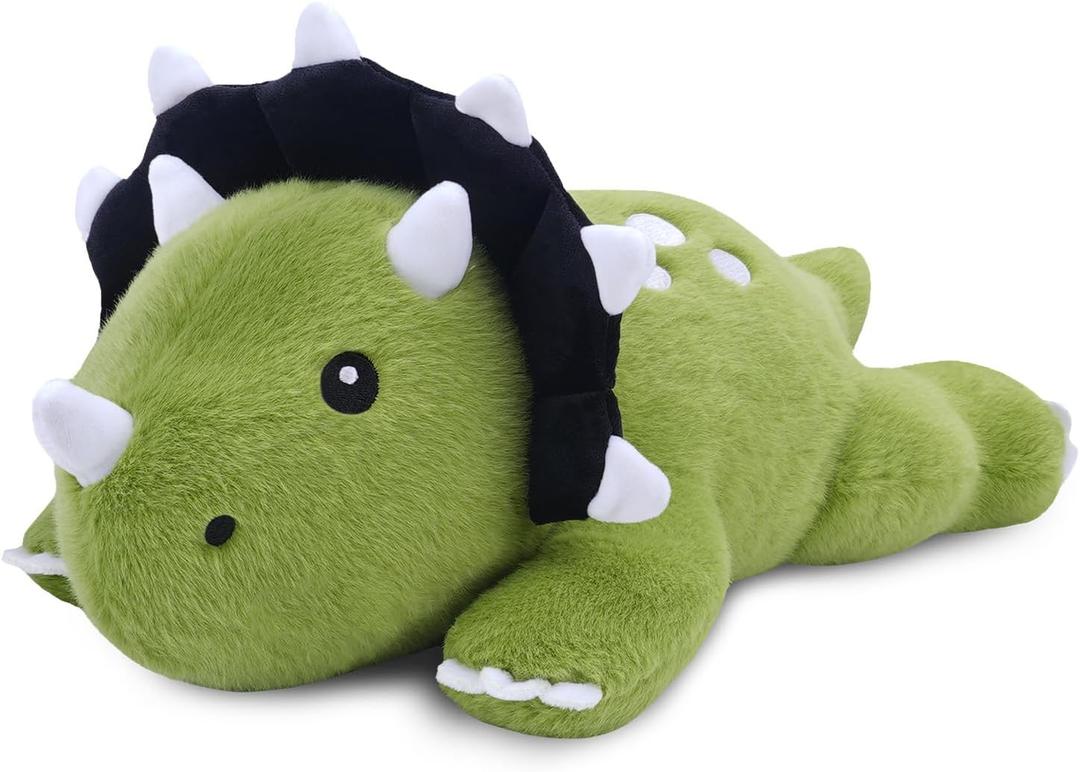 SQEQE Weighted Triceratops Dinosaur Plush, Weighted Stuffed Animal Dinosaur for Comforting Hugs, Soft Plushie Toy Pillow Gift for Kids, Christmas Birthday Decoration 9.8 Inch, 0.8 Lb