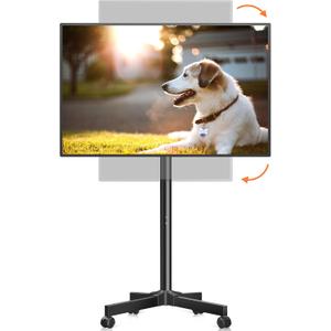 XINLEI Mobile TV Carts, Rotating Rolling TV Stand on Wheels for 13-50" Flat/Curved TVs Height Adjustable 30 Tilt Floor TV Stand Portable Monitor Stand Holds up to 44lbs Max VESA 200x200mm ML1350